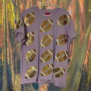 QOS Lavender Rhinestone Football Tee